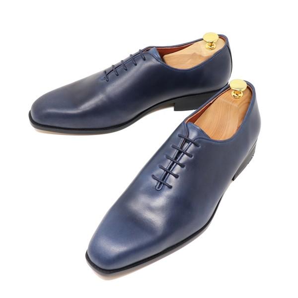 GLENFORD 本革 スクエアトゥ ホールカット ビジネスシューズ レース