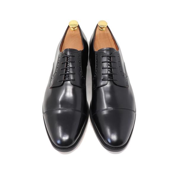 GLENFORD 本革 ハンドメイド ラウンドトゥ ストレートチップ 外羽根