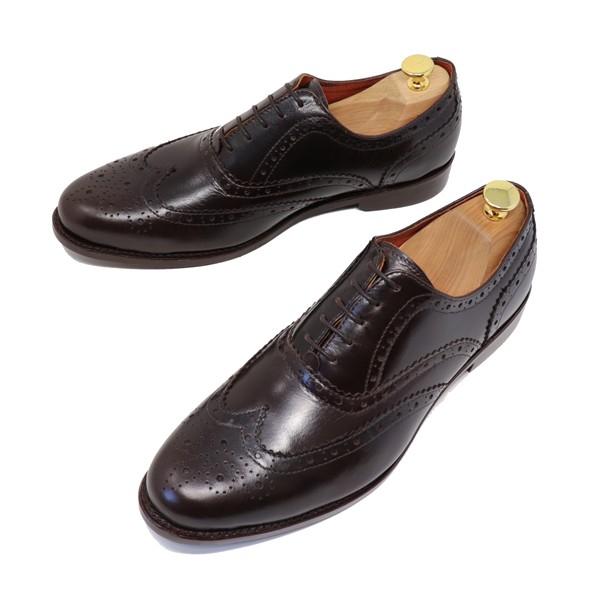 Glenford 本革 ハンドソーン ウェルテッド ウィングチップ フルブローグ ビジネスシューズ 男性用 靴 革底 レザーソール ダークブラウン 濃茶 710 710dbr Glenford Japan 通販 Yahoo ショッピング