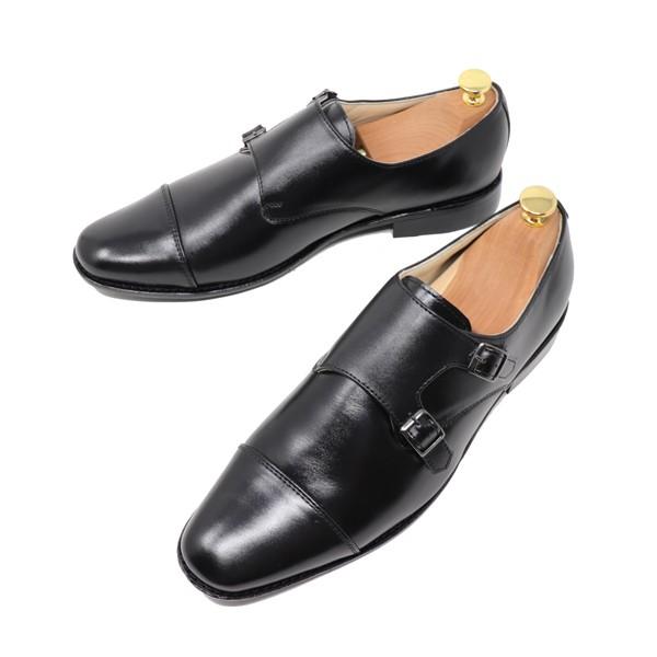 GLENFORD 本革 ハンドメイド スムース ダブル モンクストラップ 