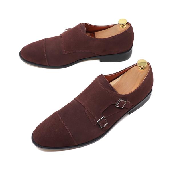 GLENFORD 本革 スエード ダブル モンクストラップ ビジネス GLENFORD 本革 スエード ダブル モンクストラップ ビジネス