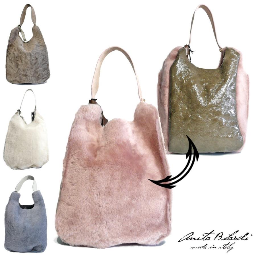 新品　アニタビラルディ　ムートン　トートバッグ　羊革　レザー　最高級　本革 残りわずか アニタ ビラルディ ANITA BILARDI ムートン×エナメル
