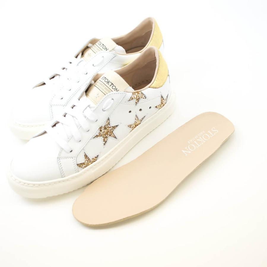 ストックトン STOKTON 星柄レザースニーカー レディース BIANCO×ORO 