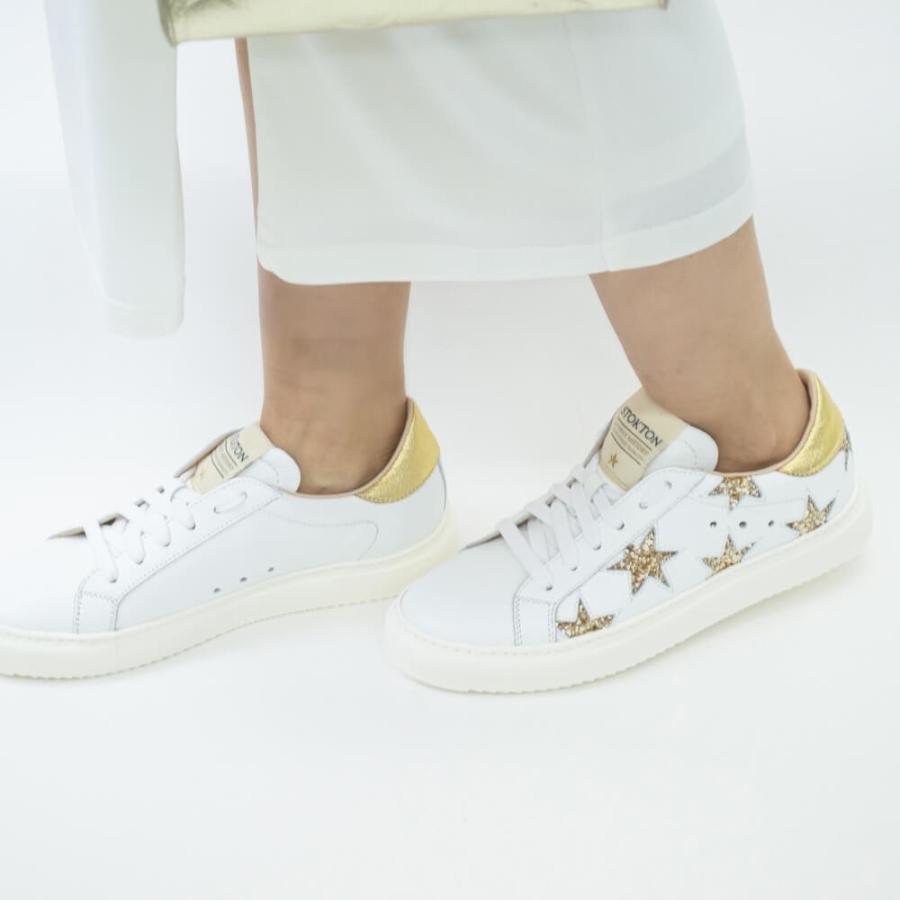 ストックトン STOKTON 星柄レザースニーカー レディース BIANCO×ORO 