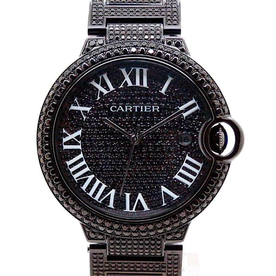 カルティエ（CARTIER）バロンブルーLM（W69012Z4）42mm フルブラックカスタム（ブラックPVD） フルブラックダイヤブレス 腕時計  メンズ : cartier-1004 : グリント - 通販 - Yahoo!ショッピング