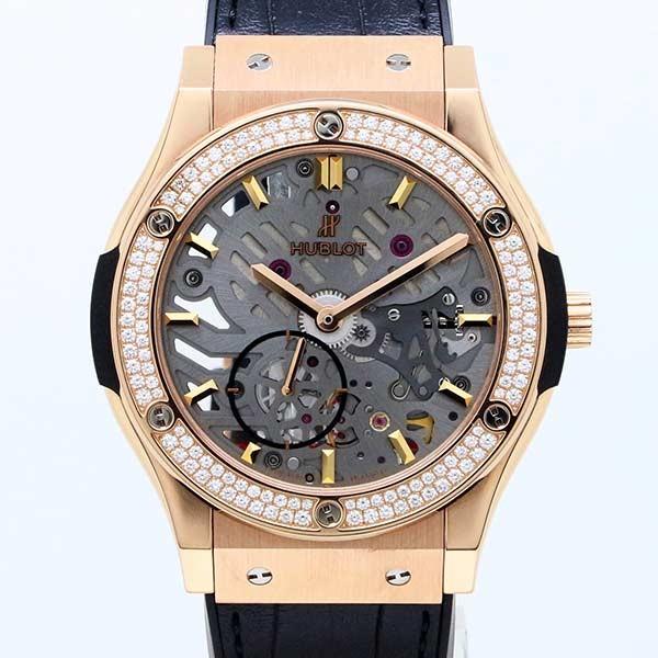 ウブロ（HUBLOT）クラシックフュージョン クラシコ ウルトラシン スケルトン ダイヤ（545.OX.0180.LR.1104） 純正ダイヤ 自社ムーブメント 腕時計｜glint