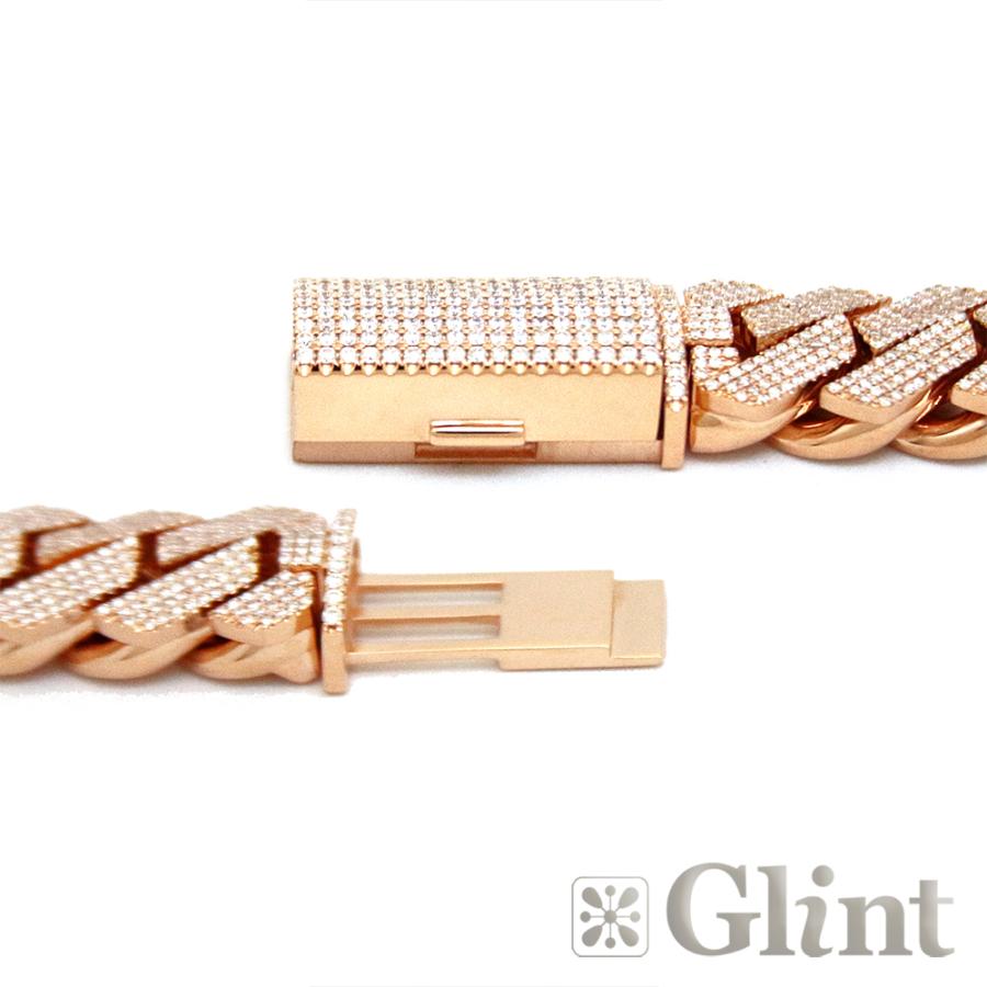 Glint(グリント)マイアミキューバンチェーン ネックレス サイズ55cm/幅15mm 18KPG 18Kピンクゴールド パヴェダイヤモンド マイアミチェーン 新品 :original-024:グリント 通販 K18PG ピンクゴールド マイアミキューバンリンク ダイヤモンド ネックレス