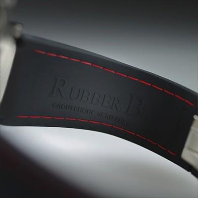 ラバーＢ（RUBBERB）ロレックス デイトナ YG/WG（革ストラップ）Ref.116518/116519専用ラバーベルト ブラック×レッドステッチ  時計/バックルは付属しません