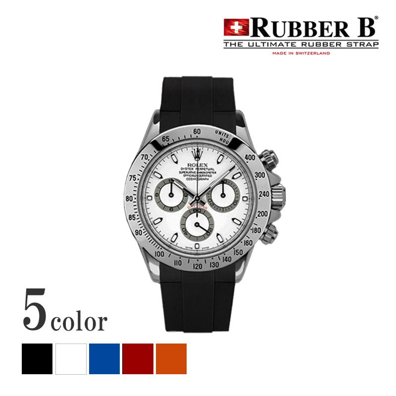 ラバーＢ（RUBBERB）ロレックス デイトナ オイスターブレスレットモデル専用ラバーベルト ブラック 尾錠付き 時計は付属しません
