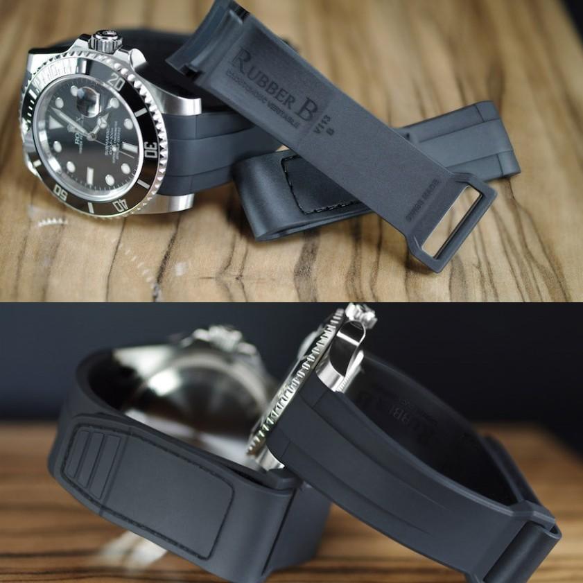 ラバーＢ（RUBBERB）ロレックス エクスプローラー（2010年以降モデル対応）専用ラバーベルト VELCRO（マジックテープ） ブラック  時計は付属しません