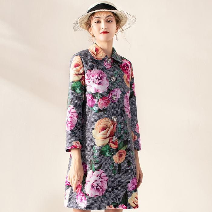 驚きの安さ セットアップ 送料無料 バラ柄襟ビジューボタン長袖付きaラインコートノースリーブワンピーススーツ ブラック 黒 お嬢様 大人 女優 レディース 高質で安価 Www Thedailyspud Com