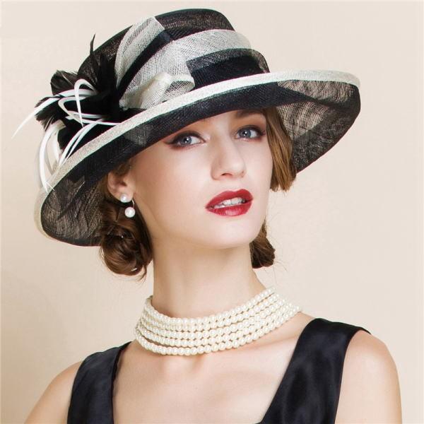 全商品オープニング価格 特別価格 ヘッド 女優帽 レディース ハット 麦わら帽子 白 ホワイト 黒 ストローハット 送料無料 バイカラーフェザーリボン付き女優ストローハット ブラック お取り寄せ 送料無料 グリッタードレス ブライダル小物 Services