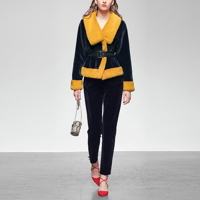 売れ筋ランキング ロングパンツセットアップ 襟 フェイクファー ベルト 長袖 ジャケット ベロア ロングパンツ スーツ セットアップ ネイビー 紺色 レディース 大人 オンラインストア売り Www Superavila Com