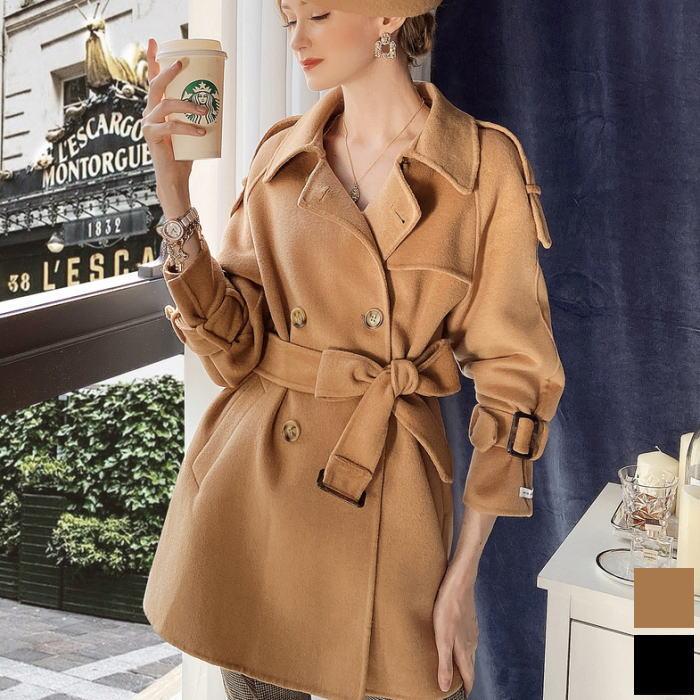 有名なブランド 黒 ブラック キャメル ベージュ ミディアムコート Aライン ベルト リボン 襟 ダブルフェイス トレンチ ダブルフェイスコート アウター 女 コート パニエ サイズ S Www Makehomeeasier Pl