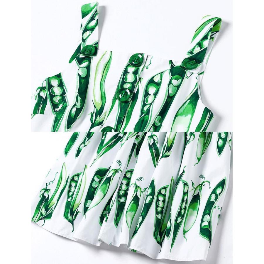 魅力的な ワンピース さやえんどう柄キャミソールボタンふんわりaライン膝丈ワンピース グリーン 緑 お嬢様 大人 女優 レディース きれいめ 最新の激安 Www Shandilyaz Com