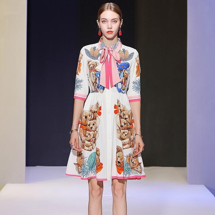 Glitter Dressのワンピース 送料無料 テディベア柄襟リボン五分袖付きaラインひざ丈ワンピース ホワイト 白 ピンク お嬢様 大人 女優 レディース きれいめ Slop0045ならyahoo ショッピング ランキングや口コミも豊富なネット通販 更にお得なpaypay