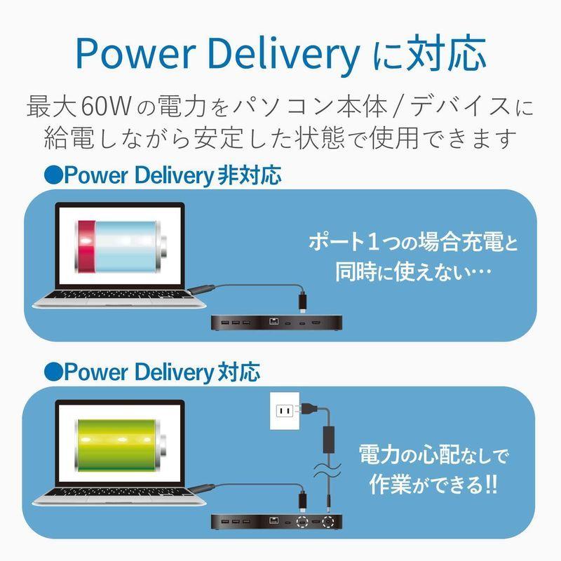 エレコム ドッキングステーション ThunderBolt3 PD対応 (USB-C/USB-A