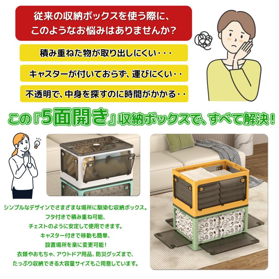 同じサイズ2点購入で3点発送収納ボックス折畳みキャスター付 5面開閉