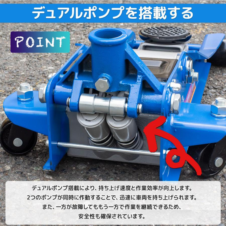 フロアジャッキ 3t 低床83mm〜465mm デュアルポンプ ローダウン車対応