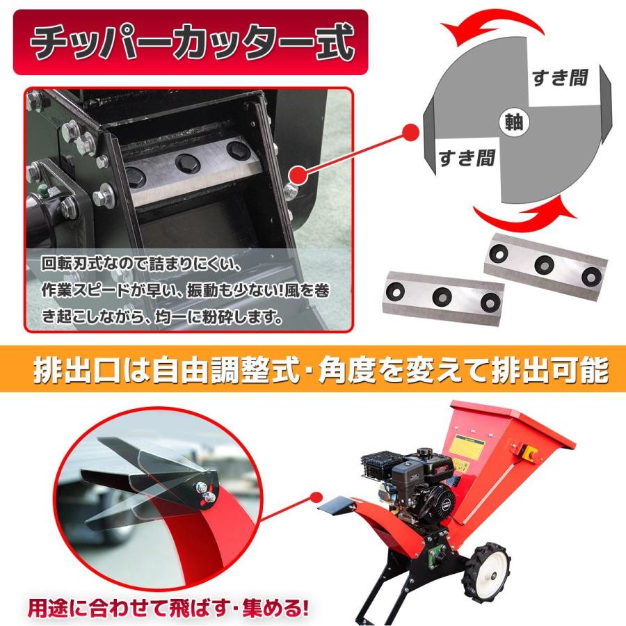 セール即納 超大投入口エンジン粉砕機 ウッドチッパー 7.5馬力+2枚替刃
