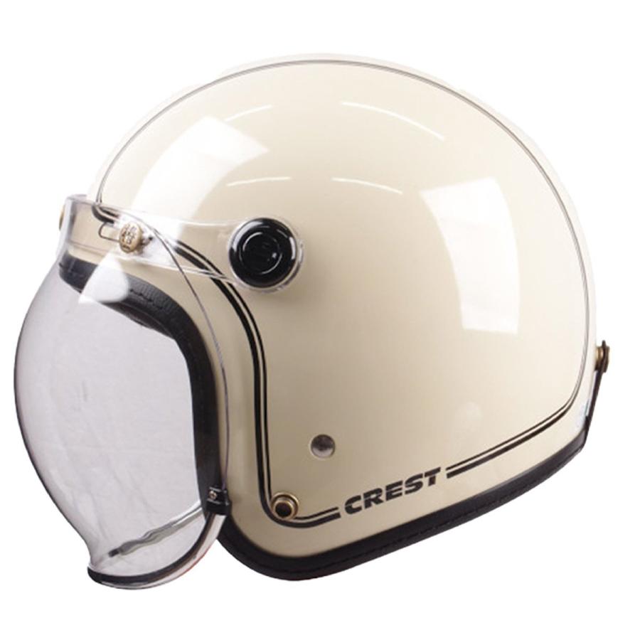 バイクヘルメット ビンテージ アイボリーライン ジェットヘルメット