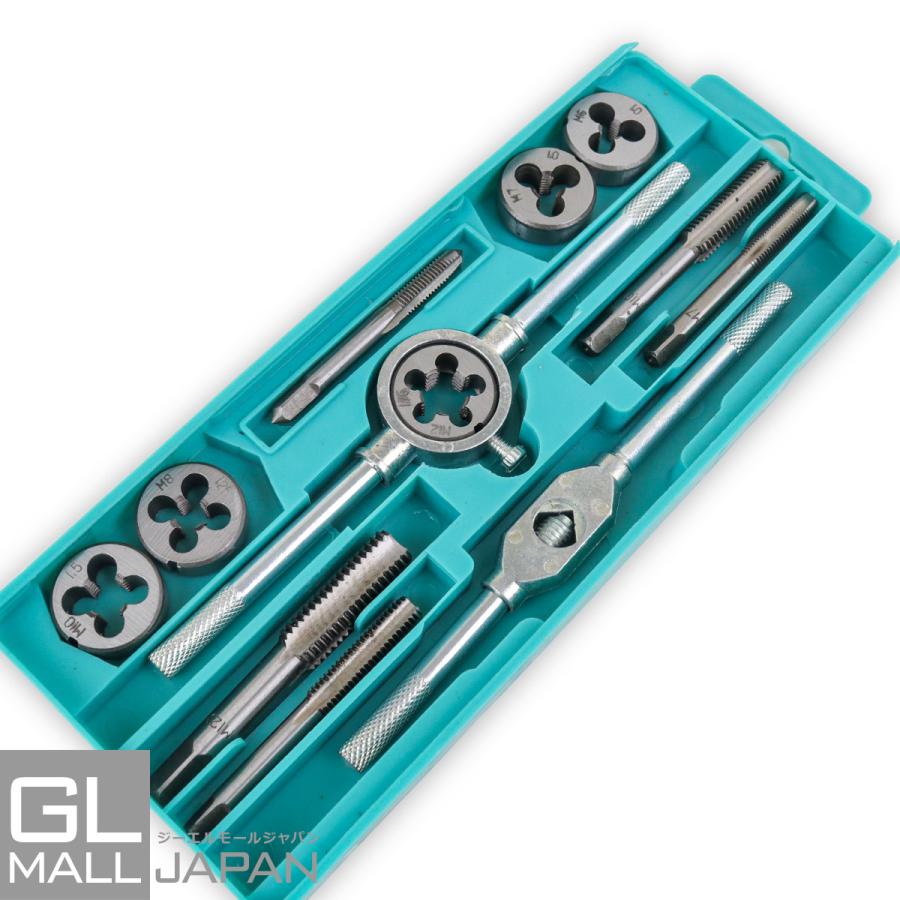 クリックポスト便 タップダイスセット12pcs スタンダード仕様 ネジ穴 ネジ山 補修 作成 ボルト ナット 穴バカ 錆び落とし 雄ねじ 雌ねじ 公式