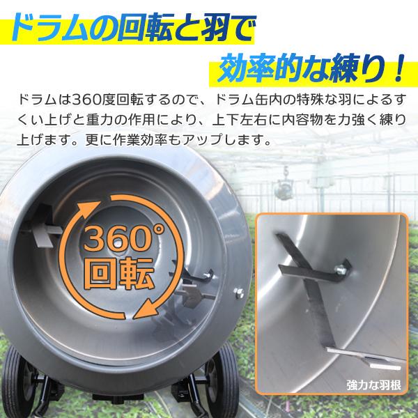 コンクリートミキサー 2.5切 モルタル 園芸用土 飼料等の混練 コンクリートミキサー 2.5切 モルタル 園芸用土 飼料等の混練