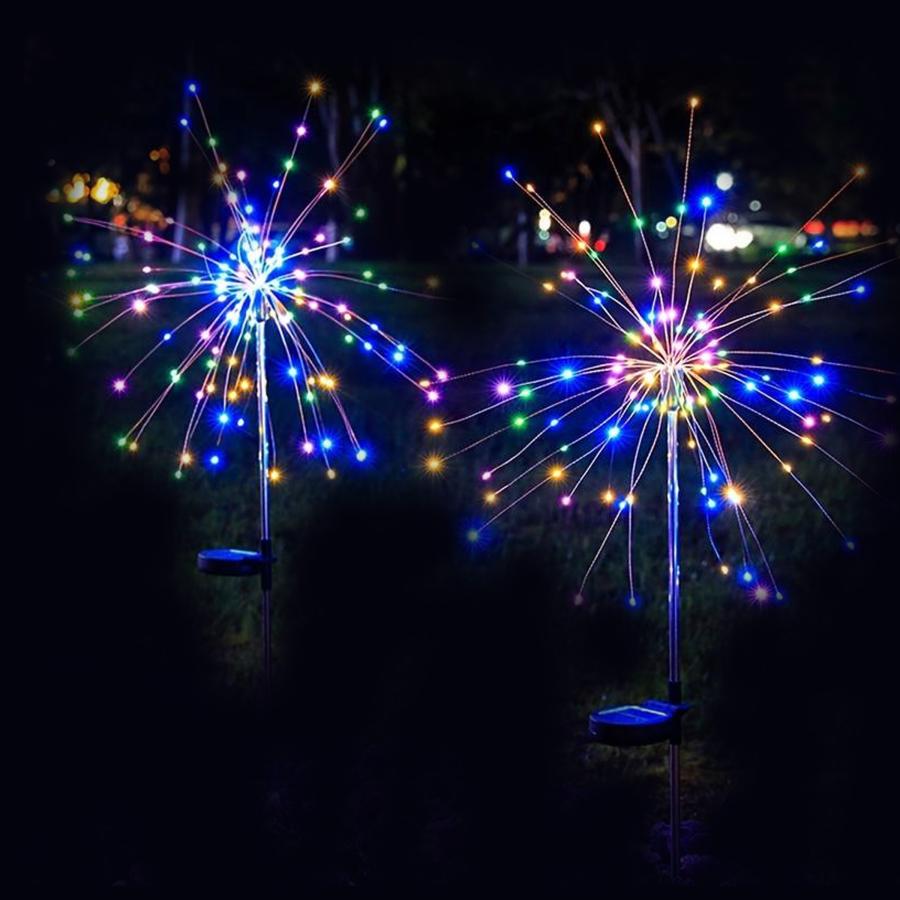 花火型ライト LEDイルミネーションライト 花火形 ソーラー式 200球 暖色/ミックス