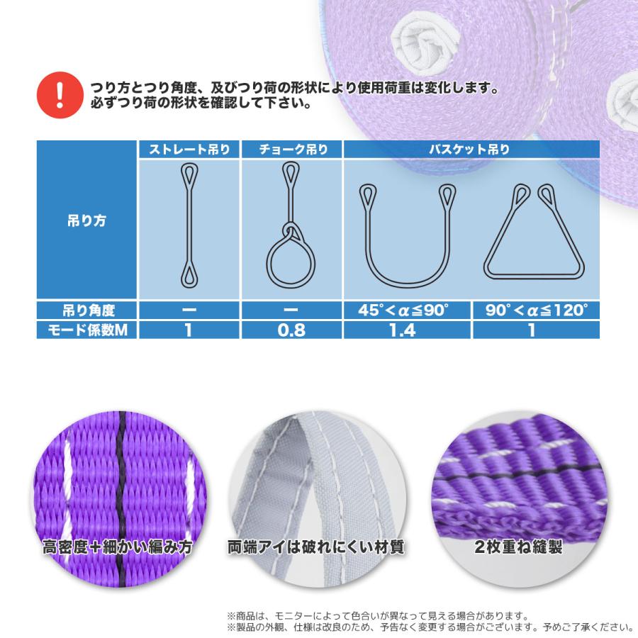運搬用スリング 1t ベルトスリング 5m 耐荷重 1000kg 10本 セット