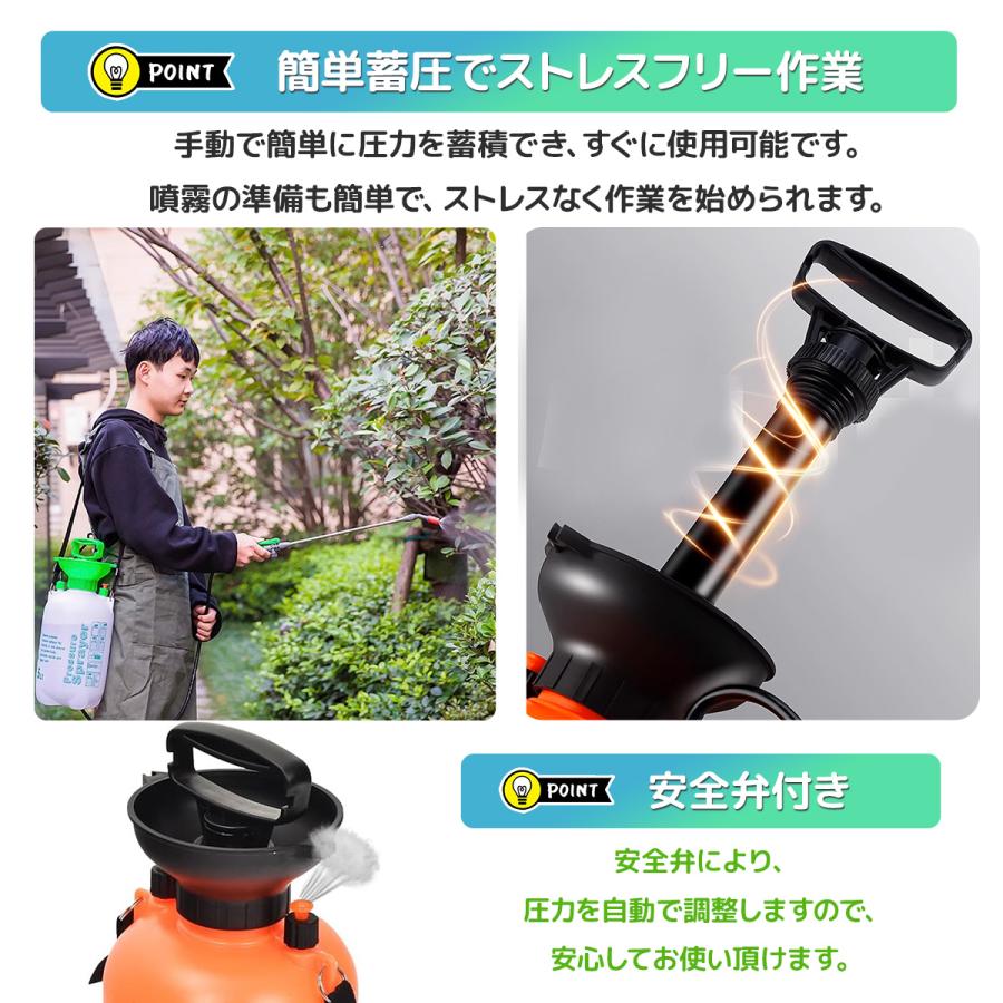 噴霧器5L 手動式 蓄圧式 スプレー 肩掛け 連続噴霧 散水機 除草剤 散布