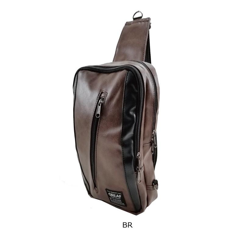 ボディバッグ 合皮 P.U LEATHERメンズ 普段使い お出かけ アウトドア