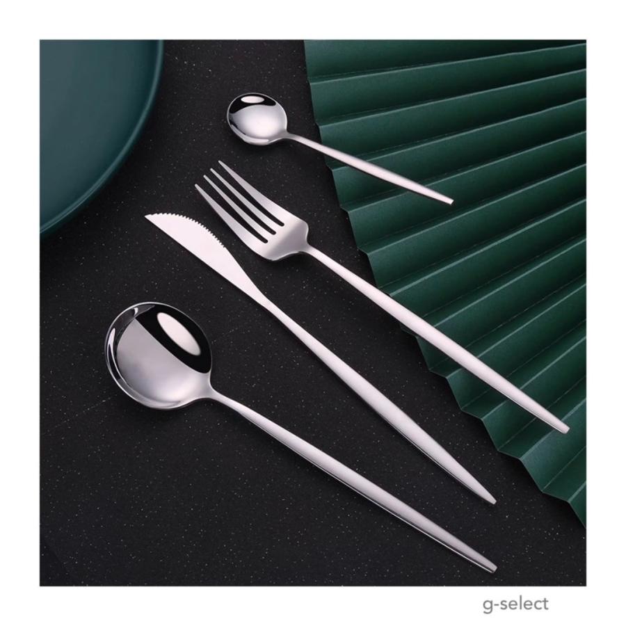 カラトリーセット シルバー 4点セット お洒落 クチポール風 おしゃれ 食器 光沢仕様 カトラリーセット スプーン フォーク ナイフ ギフト お祝い 68 Off
