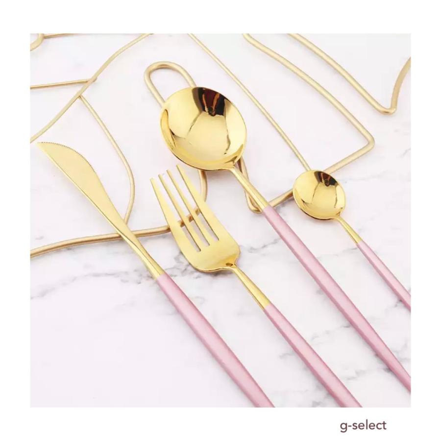 カラトリーセット ピンク ゴールド 4点セット お洒落 クチポール風 おしゃれ 食器 スタイリッシュ カラトリー カトラリーセット スプーン フォーク ナイフ G Select 通販 Yahoo ショッピング