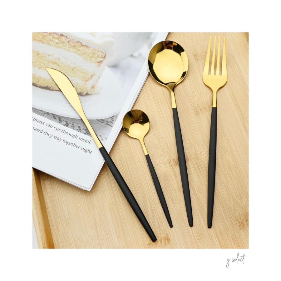 カラトリーセット ブラック ゴールド 4点セット お洒落 クチポール風 おしゃれ 食器 スタイリッシュ カラトリー カトラリーセット スプーン フォーク ナイフ G Select 通販 Yahoo ショッピング