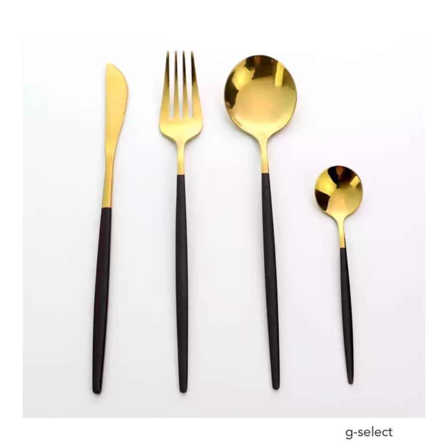カラトリーセット ブラック ゴールド 4点セット お洒落 クチポール風 おしゃれ 食器 スタイリッシュ カラトリー カトラリーセット スプーン フォーク ナイフ G Select 通販 Yahoo ショッピング