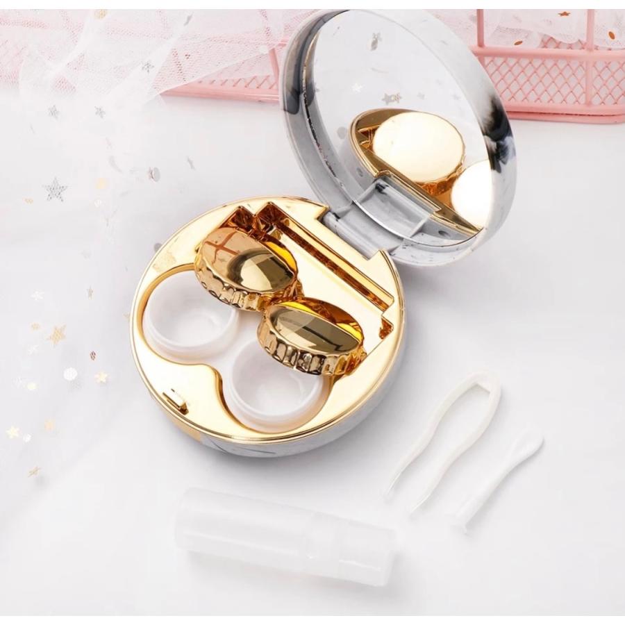 超美品 コンタクトレンズケース ゴールド ピンク 携帯 旅行 コンタクトケース かわいい ギフト レディース