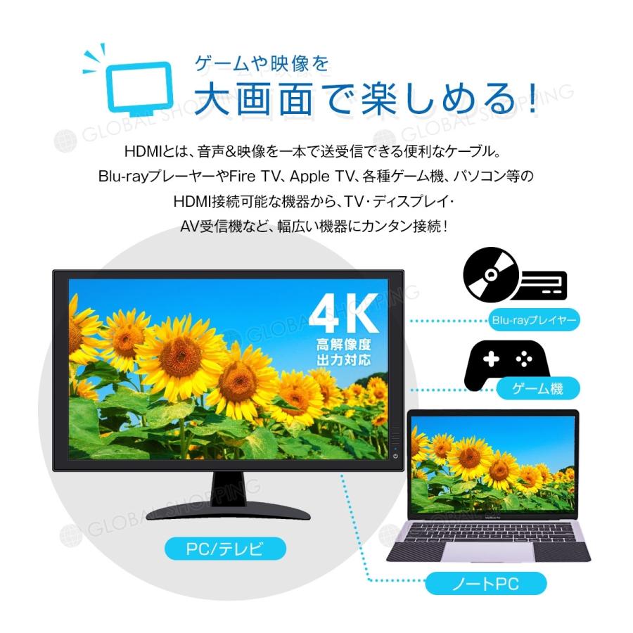 HDMI ケーブル 10m 1000cm 3D フルHD 3D映像 4K テレビ パソコン モニター タイプAオス コード TV PC タブレット  DVD 入力 出力 接続 ゲーム PS3 PS4 :hdmi-001-10m:Global-Shopping - 通販 - Yahoo!ショッピング