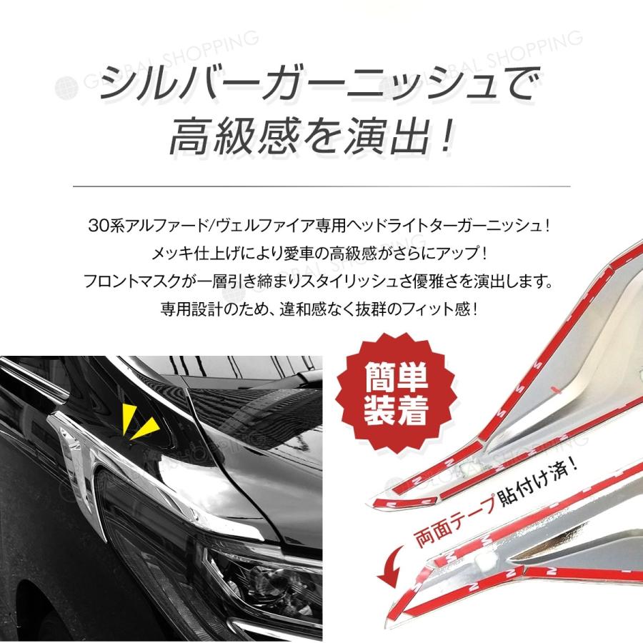 アルファード30系 前期 後期ヘッドライトリム ヘッドライトサイド ガーニッシュ アルファード 30系 前期 後期 ヘッドライト ヘッドランプ ヘッドライ