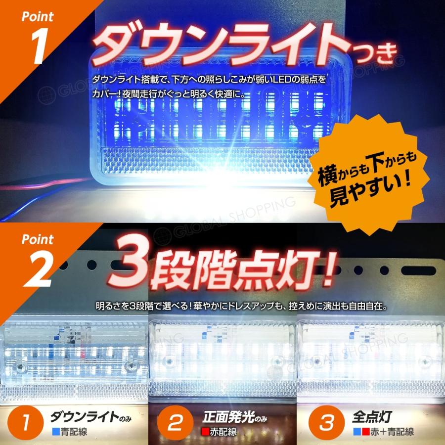 トラック LEDサイドマーカー 角型 計40連 12V/24V兼用10個set 車幅灯 路肩灯 車高灯 角マーカーランプ 青 ブルー｜global-shoppinginc｜03