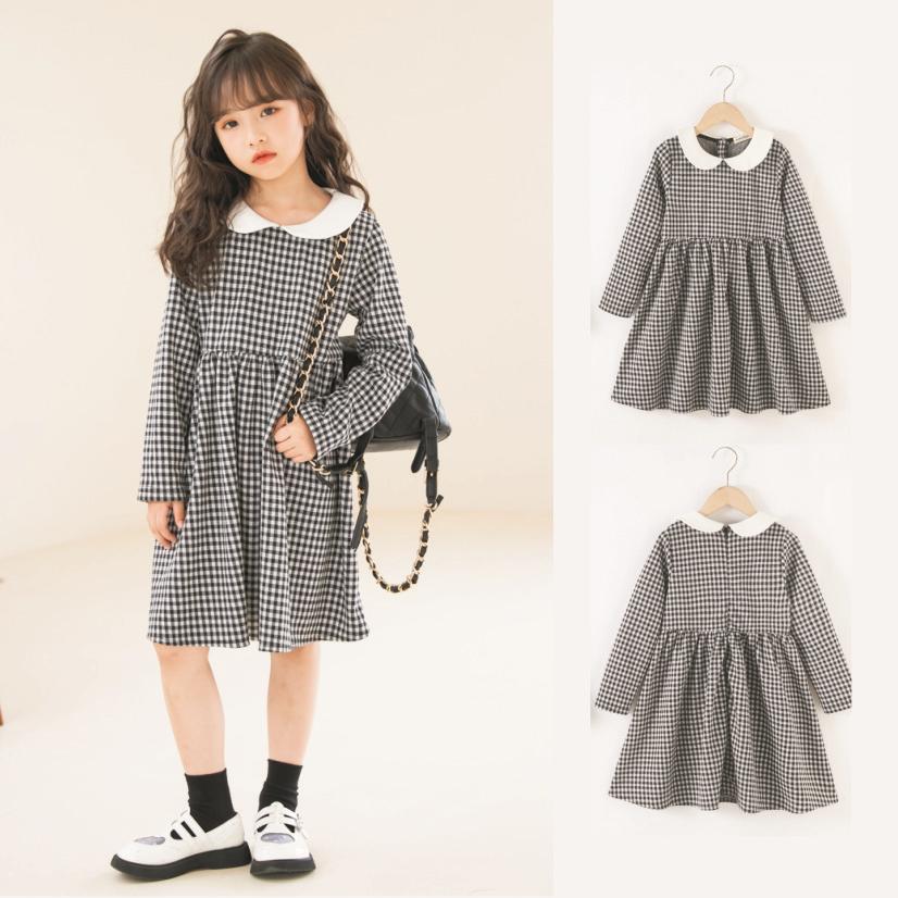 子供ワンピース 発表会 シンプル チェック 子供服 子ども服 こども服 女の子 ガールズ ワンピース 丸襟 キッズ ギンガムチェック フォーマル |  | 01