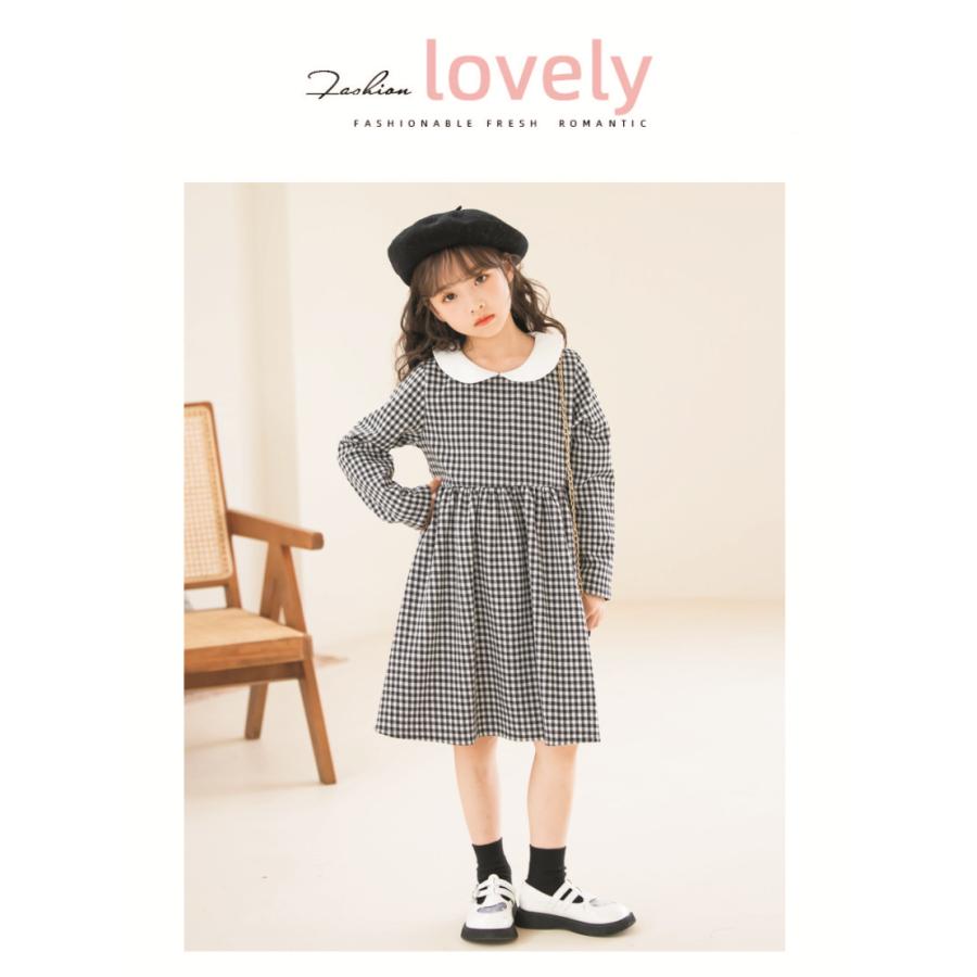 子供ワンピース 発表会 シンプル チェック 子供服 子ども服 こども服 女の子 ガールズ ワンピース 丸襟 キッズ ギンガムチェック フォーマル |  | 06