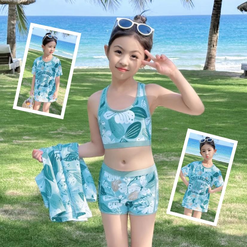 140㎝ 3点set セパレート 水着 ラッシュガード 新品 メゾピアノ 水着 「 ラッシュガード 」 3点セットセパレート水着付き