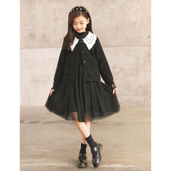 ビッグ襟ジャケット 単品販売 キッズ ジュニア 女の子 通学 小学生 中学生 長袖  ガールズ シンプル ブラック 暖かい アウター 卒業式 |  | 05