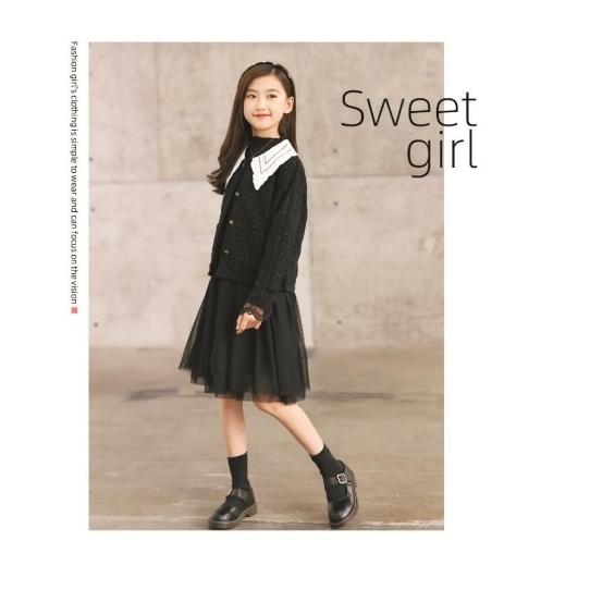 ビッグ襟ジャケット 単品販売 キッズ ジュニア 女の子 通学 小学生 中学生 長袖  ガールズ シンプル ブラック 暖かい アウター 卒業式 |  | 06