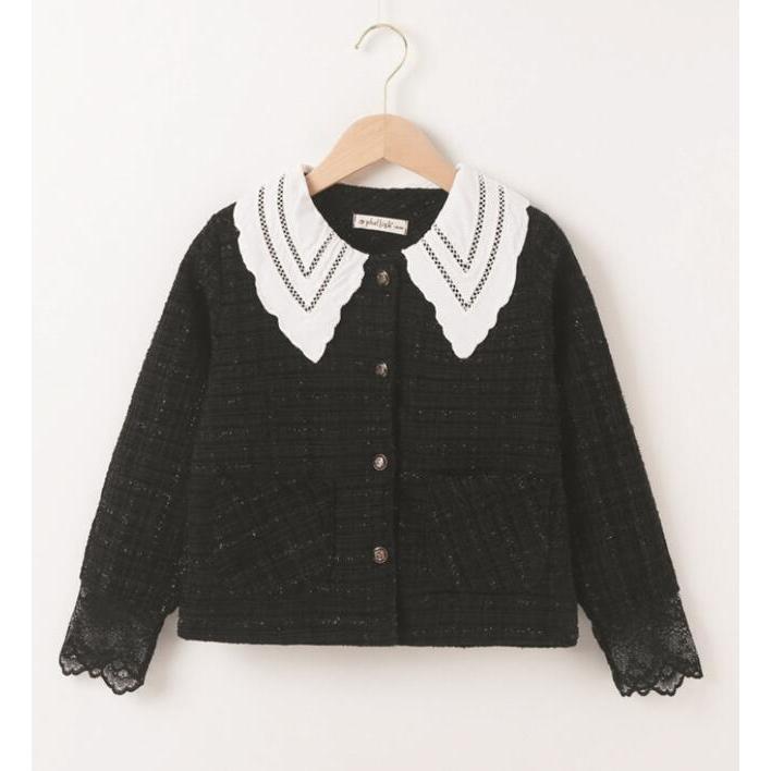 ビッグ襟ジャケット 単品販売 キッズ ジュニア 女の子 通学 小学生 中学生 長袖  ガールズ シンプル ブラック 暖かい アウター 卒業式 |  | 09