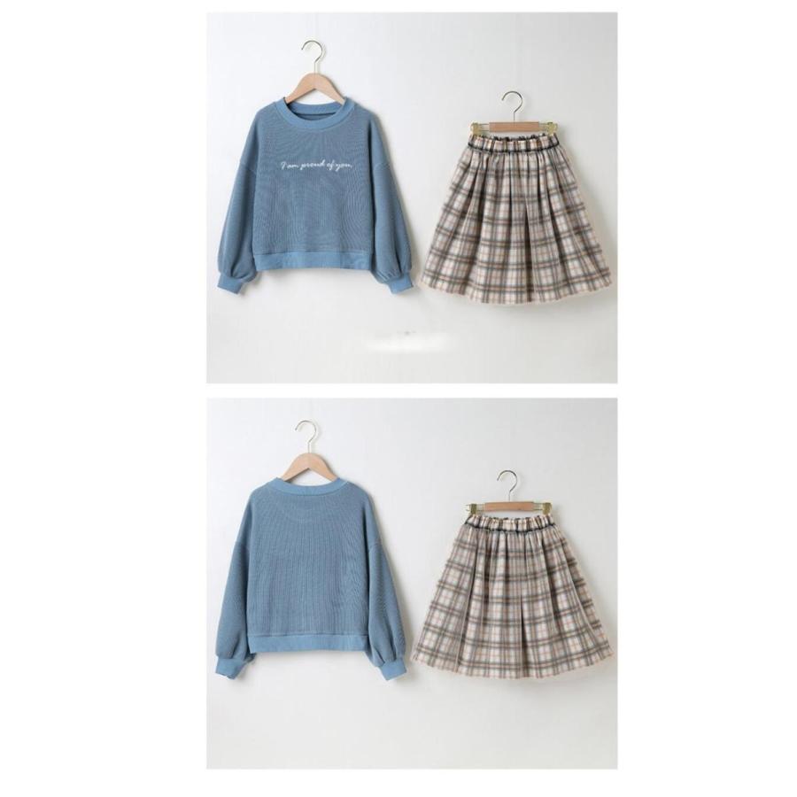 期間限定　値下げ　ゆるニット チェックスカート 上下セット ニット シンプル カジュアル こども 子供服 |  | 04