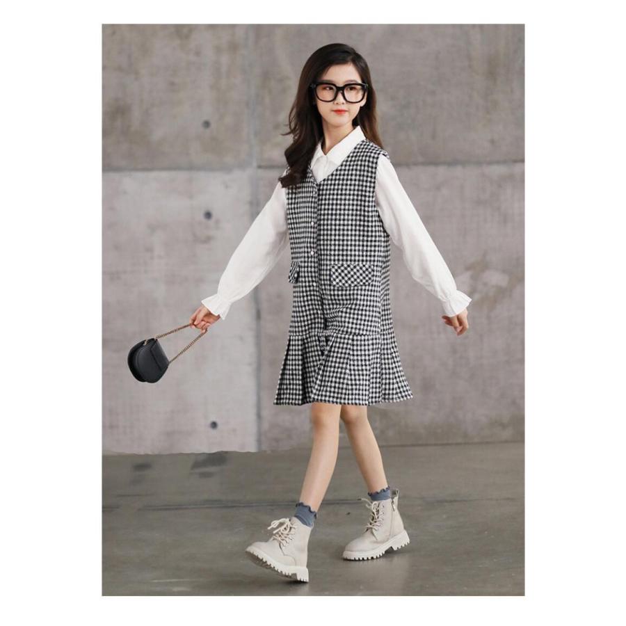白シャツ チェックジャンスカセット シンプル フォーマル 入学式 こども 子供服 説明会 発表会 七五三 セットアップ p0626 |  | 06