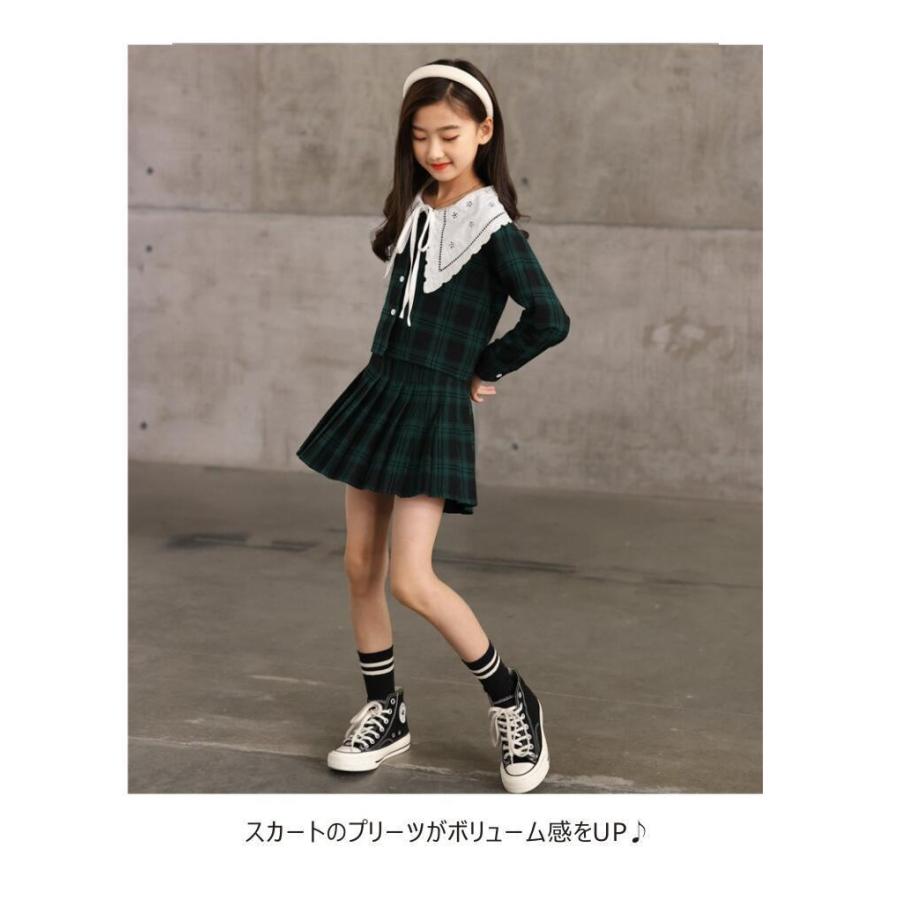 送料無料 チェック柄シャツ スカート 上下2点セット セットアップ チェック柄 シンプル フォーマル 入学式 p0627 |  | 10