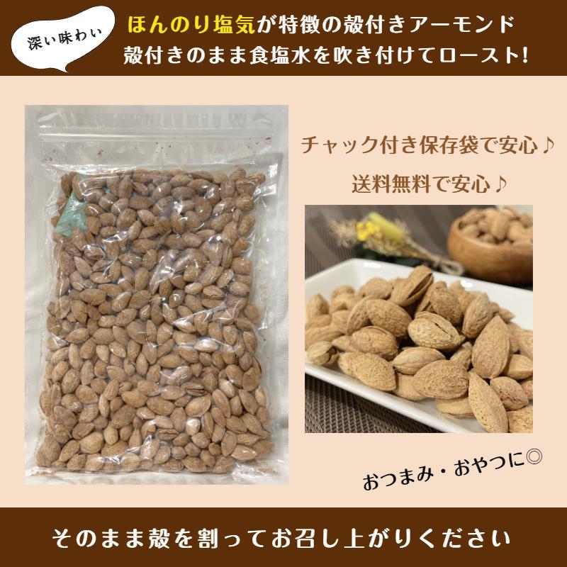 殻付き アーモンド 500g メール便 送料無料 ナッツ 殻 アーモンド 塩味 ロースト 上品な味わい お菓子 おやつ おつまみ カラ付 風味豊か 塩 味付 味付き｜globalgarden｜03