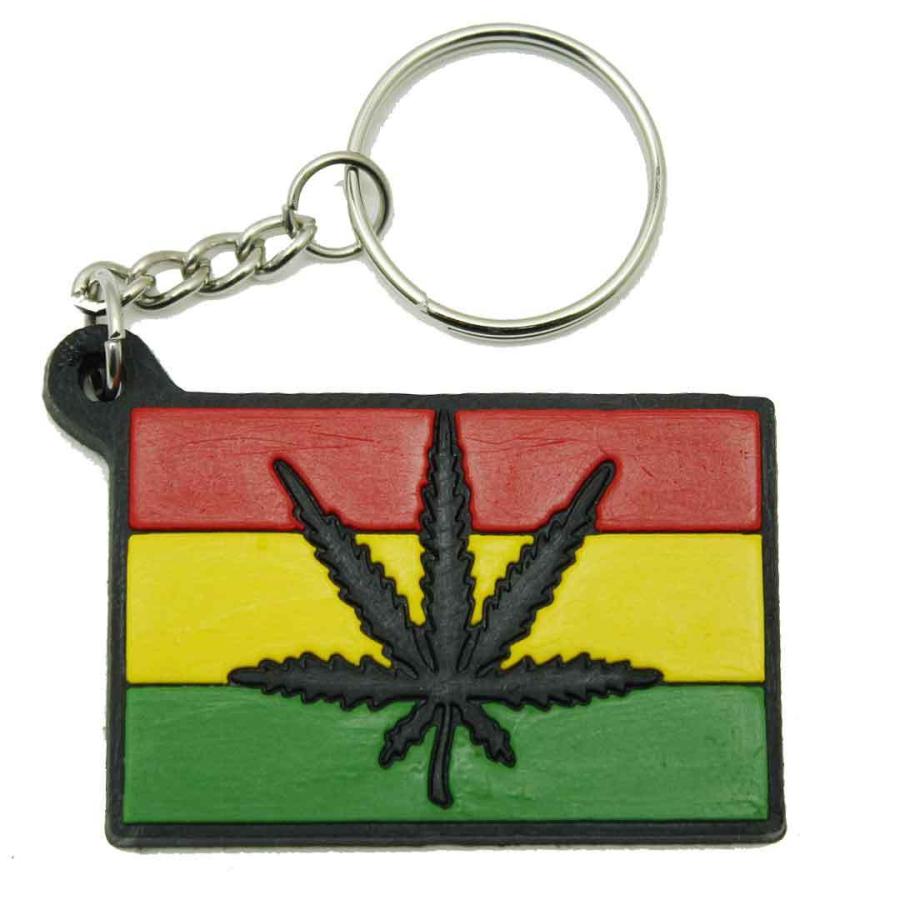ラバーキーホルダー マリファナ 大麻 ラスタ レゲエ 自転車 鍵